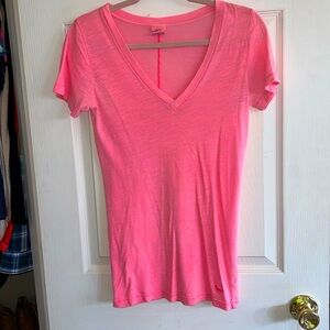 Victoria’s Secret PINK brand Neon Pink v-neck tee.